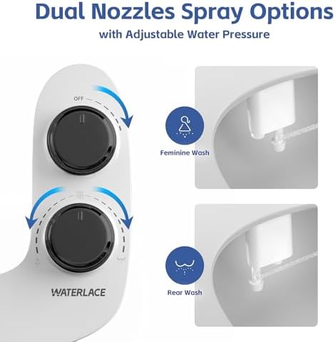 Bidet Attachment for Toilet, Self-Cleaning Dual Retractable Nozzles Bidet, Non-Electric Adjustable Water Pressure for Hygienic Rear & Feminine Wash, Easy Installation Ultra-Slim (Black) - Image 3