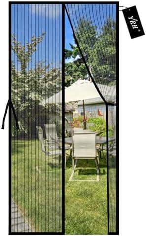Magnetic Fly Screen Door with Stay Open Buckles - Heavy Duty Self-Sealing Mesh,Powerful Magnets,Full Frame Magic Tape (Fit for Door Size:34x82 Inch,Screen Itself Size:36x84 Inch, Black)