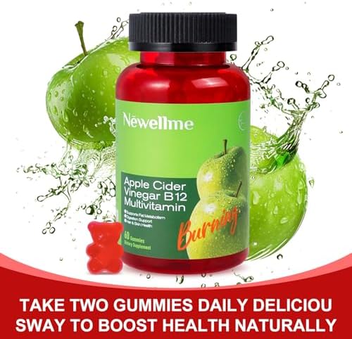 NEWELLME Sugar-Free Apple Cider Vinegar Gummies B12 Multivitamin,ACV Supplement Gummy Vitamins,Vegetarian Supplement for Women & Men,Non GMO,Support Normal Energy Levels & Gut Health 120 Gummies (120) - Image 4