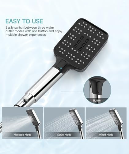 High Pressure Rain Shower Head with Handheld Spray Combo Set, Adjustable 12" Rainfall Dual Shower Head, Double&Tandem Shower Head, Waterfall Showerhead Bathroom -Silver Chrome - Image 4