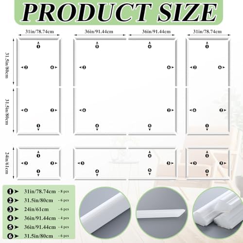 Pangda 3 Set Peel and Stick Wall Molding Kit, Premade Accent Molding Wainscoting Panel for Interior Wall Moulding Decor, Ready to Assemble Wainscoting Accent Panel (63 x 31 in,63 x 72 in) - Image 3