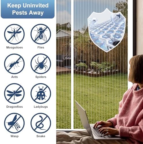 Magnetic Screen Door Fits Door Size 34" x 82", Screen Door Mesh,Door Screen Magnetic Closure for Patio Door Enjoy Air Fresh-White, Actual Screen Size 36" x 83" - Image 5