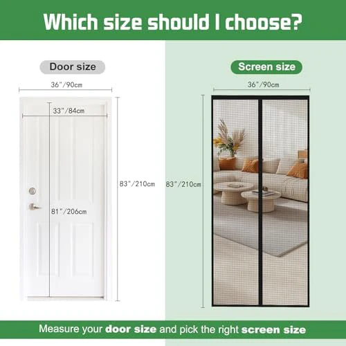 Magnetic Screen Door Mesh Keeps Bugs Out: Door Screen Magnetic Closure 36" x 83" Fits Door Size 34" x 82" - Magnetic Door Curtain Heavy Duty Fiber Fabric Washable - Hands Free Entry - Image 5