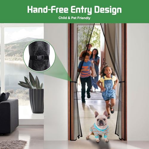 Magnetic Screen Door Mesh Keeps Bugs Out: Door Screen Magnetic Closure 36" x 83" Fits Door Size 34" x 82" - Magnetic Door Curtain Heavy Duty Fiber Fabric Washable - Hands Free Entry - Image 7
