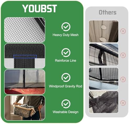 Magnetic Screen Door Mesh Keeps Bugs Out: Door Screen Magnetic Closure 40" x 83" Fits Door Size 38" x 82" - Magnetic Door Curtain Heavy Duty Fiber Fabric Washable - Hands Free Entry - Image 2