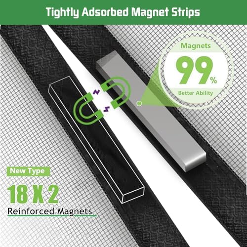 Magnetic Screen Door Mesh Keeps Bugs Out: Door Screen Magnetic Closure 40" x 83" Fits Door Size 38" x 82" - Magnetic Door Curtain Heavy Duty Fiber Fabric Washable - Hands Free Entry - Image 3