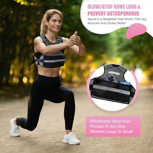 Adjustable Weighted Vest for Women, 6-12 Lbs Rucking Vest with 6 Ironsand Weights, Best Weighted Vest with Plus Pockets & Reflective Strips for Running, Walking, Workout and Strength Training - Image 5