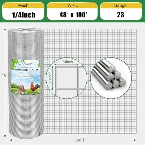 Hardware Cloth 1/4 inch 48in x 100ft 23 Gauge, Chicken Wire Hot-dip Galvanized After Welding Fence Roll Garden Plant Welded Metal Wire Fencing Roll, Rabbit Cages Snake Fence - Image 2