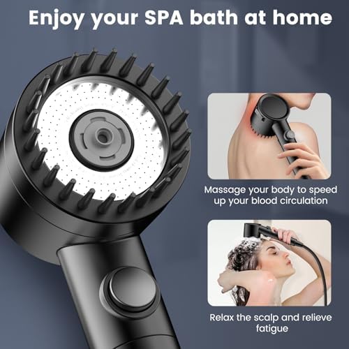 Filtered Shower Head with Handheld, High Pressure 5-Spray Shower Head with Filters for Hard Water, ON/OFF Switch Showerhead for Pets Bath, Shower Heads Filter - Remove Chlorine, Reduce Dry Itchy Skin - Image 7
