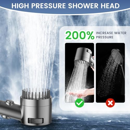 Filtered Shower Head with Handheld, High Pressure 5-Spray Shower Head with Filters for Hard Water, ON/OFF Switch Showerhead for Pets Bath, Shower Heads Filter - Remove Chlorine, Improve Skin and Hair - Image 2