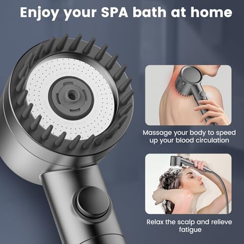 Filtered Shower Head with Handheld, High Pressure 5-Spray Shower Head with Filters for Hard Water, ON/OFF Switch Showerhead for Pets Bath, Shower Heads Filter - Remove Chlorine, Improve Skin and Hair - Image 7