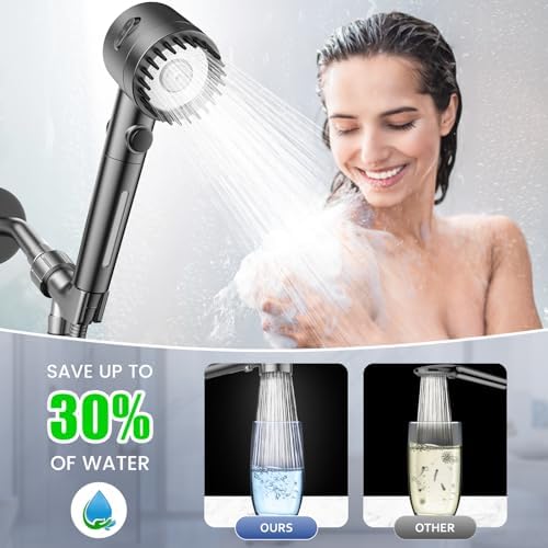 Filtered Shower Head with Handheld, High Pressure 5-Spray Shower Head with Filters for Hard Water, ON/OFF Switch Showerhead for Pets Bath, Shower Heads Filter - Remove Chlorine, Improve Skin and Hair - Image 8