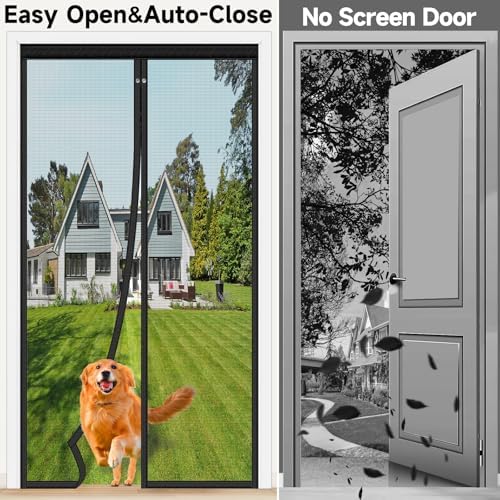 Upgraded Magnetic Screen Door Mesh, Full Strip Magnets, Heavy Duty Fiberglass Mesh, Door Screen Magnetic Closure for Single Door Size 32 x 80 Inch, Screen Door Size 35 x 82 Black - Image 8