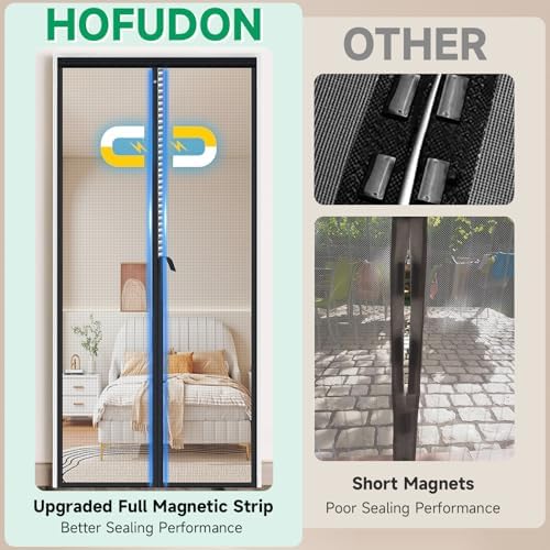 Upgraded Magnetic Screen Door, Heavy Duty Fiberglass Mesh, Quick Close Full Strip Magnets, Door Screen Magnetic Closure for Single Door Size 36 x 80 Inch, Screen Door Size 39 x 82 Black - Image 4
