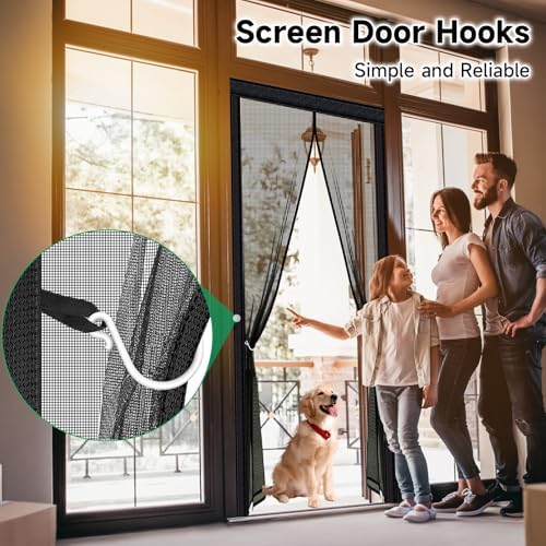 Upgraded Magnetic Screen Door, Heavy Duty Fiberglass Mesh, Quick Close Full Strip Magnets, Door Screen Magnetic Closure for Single Door Size 36 x 80 Inch, Screen Door Size 39 x 82 Black - Image 6