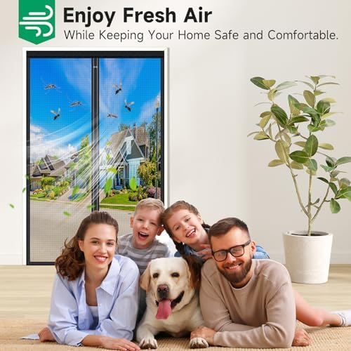 Upgraded Magnetic Screen Door, Heavy Duty Fiberglass Mesh, Quick Close Full Strip Magnets, Door Screen Magnetic Closure for Single Door Size 36 x 80 Inch, Screen Door Size 39 x 82 Black - Image 9