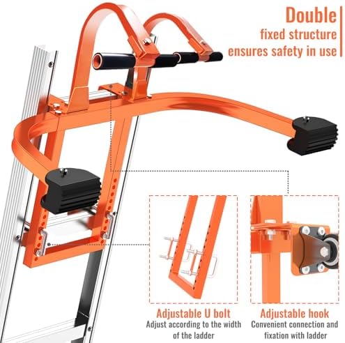 2 in 1 Ladder Hooks for Roof Ridge Heavy Duty Steel Ladder Roof Hook with Rubber Grip T-Bar for Damage Prevention, Extension Ladder Stabilizer 550 lbs Load Capacity - Image 5