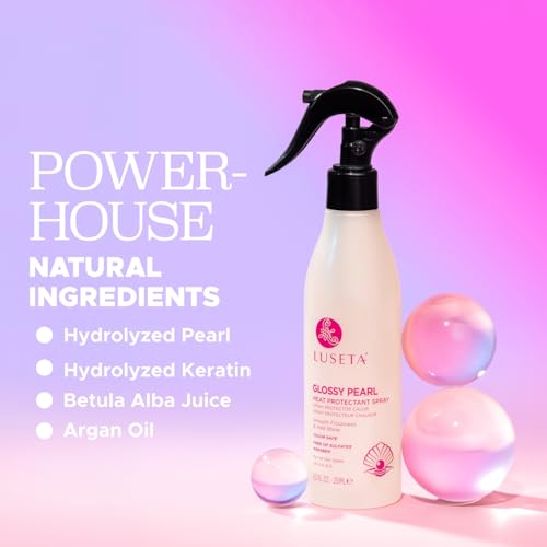 Luseta Glossy Pearl Heat Protectant Spray Smoothing Thermal Protection Treatment Enhance Shine and Add Strength for All Hair Types Protect Hair from Heat Damage 8.5oz - Image 3