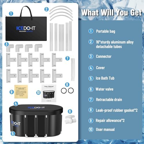 Upgrade 129 Gal XL Large Oval Ice Bath Tub for Athletes, Collapsible Cold Plunge Tub-Multiple Layered for Post-Exercise Recovery, Portable Bathtub for Home, Gyms, Indoor, Outdoor use - Image 7