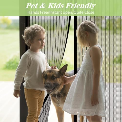 Magnetic Screen Door Mesh 38x83 Inch - BSHANO Mesh Door Curtain with Closure, Self Sealing Hands-Free Entry - Pet and Kid Friendly, Temporary Patio Door Screen - Keeps Bugs Out Let Breeze in - Image 4