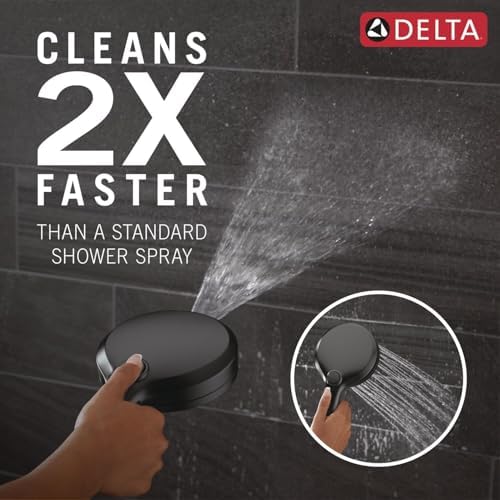 Delta Faucet 6-Setting In2ition 2-in-1 Dual Shower Head with ProClean Spray, Matte Black Round Shower Head with Hose, Hand Held Shower Head, Matte Black 75655BL - Image 2