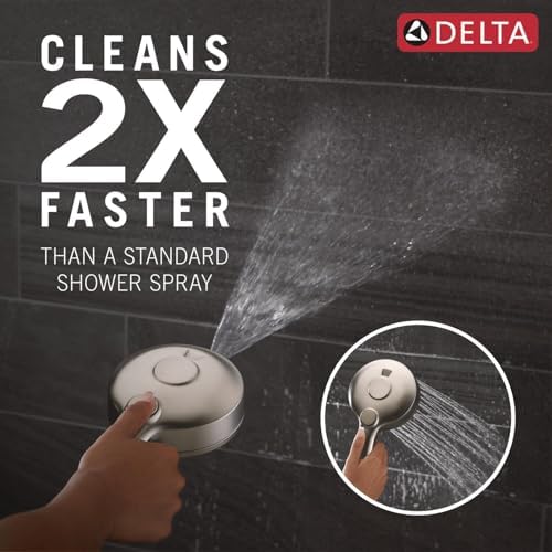 Delta Faucet 5-Setting HydroRain 2-in-1 Dual Shower Head with ProClean Spray, Satin Nickel Round Shower Head with Hose, Hand Held Shower Head, Satin Nickel 75419SN - Image 2