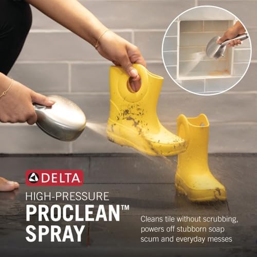 Delta Faucet 5-Setting HydroRain 2-in-1 Dual Shower Head with ProClean Spray, Satin Nickel Round Shower Head with Hose, Hand Held Shower Head, Satin Nickel 75419SN - Image 3