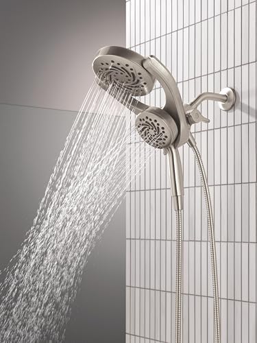 Delta Faucet 5-Setting HydroRain 2-in-1 Dual Shower Head with ProClean Spray, Satin Nickel Round Shower Head with Hose, Hand Held Shower Head, Satin Nickel 75419SN - Image 6