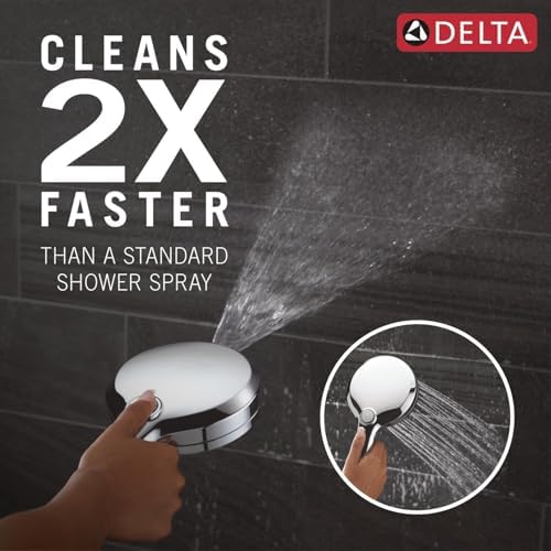 Delta Faucet 6-Setting In2ition 2-in-1 Dual Shower Head with ProClean Spray, Chrome Round Shower Head with Hose, Hand Held Shower Head, Chrome 75655 - Image 2