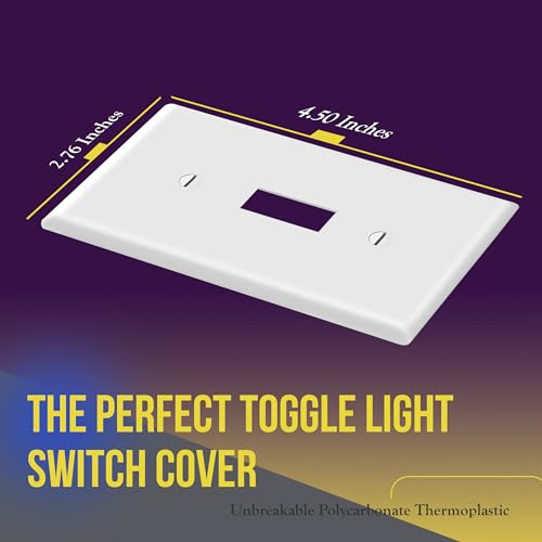 ENERLITES Light Switch Cover Plate, Toggle Wall Plate Cover, Size 1-Gang 4.50" x 2.76", Unbreakable Polycarbonate Thermoplastic, 8811-W-20PCS, White (20 Pack) - Image 2