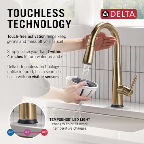 Delta Faucet Essa Touchless Kitchen Faucet with Touch Technology, Gold Kitchen Sink Faucet with Pull Down Sprayer, Champagne Bronze 9113TL-CZ-DST - Image 2