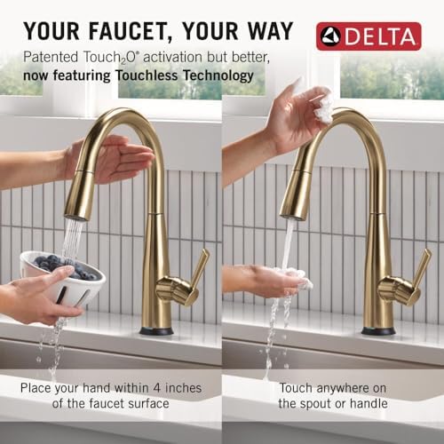 Delta Faucet Essa Touchless Kitchen Faucet with Touch Technology, Gold Kitchen Sink Faucet with Pull Down Sprayer, Champagne Bronze 9113TL-CZ-DST - Image 3
