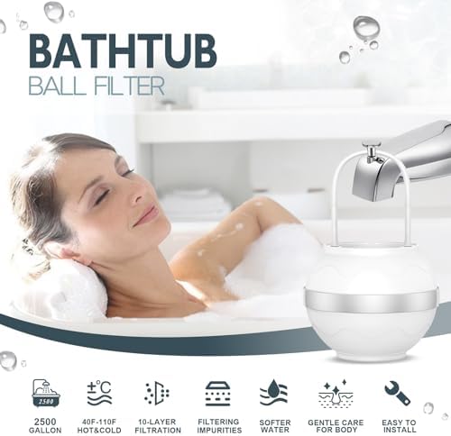 Bath Filter for Tub Faucet - 10 Stages Bath Water Filter 2,500 Gallons, Removes Contaminants & pH Balancer, Improved Skin, Hair, and Nail Condition - BPA-Free & Easy Install (White) - Image 2