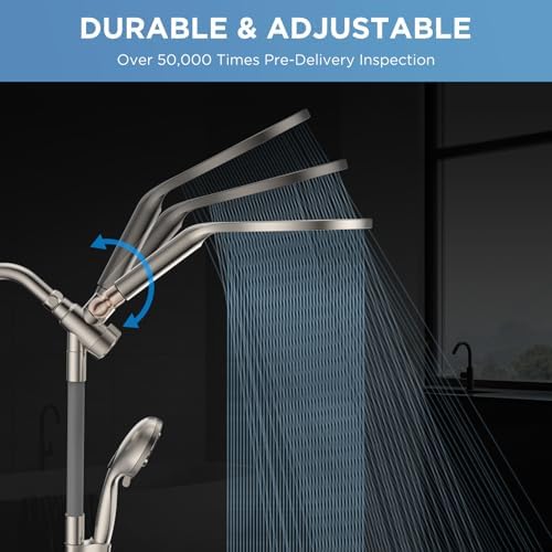 Dual Handheld Shower Head Combo, 2-in-1 Rain Shower Heads System 8 Inch Rainfall Shower Head and 10 Modes High Pressure Hand Held Showerhead with Built-in Power Wash - Image 2