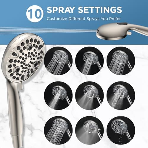 Dual Handheld Shower Head Combo, 2-in-1 Rain Shower Heads System 8 Inch Rainfall Shower Head and 10 Modes High Pressure Hand Held Showerhead with Built-in Power Wash - Image 6