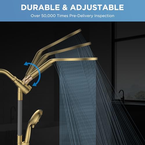 Dual Handheld Shower Head Combo, 2-in-1 Rain Shower Heads System 8 Inch Rainfall Shower Head and 10 Modes High Pressure Hand Held Showerhead with Built-in Power Wash - Image 2