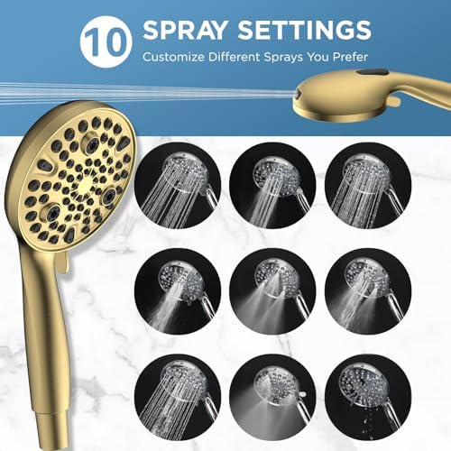 Dual Handheld Shower Head Combo, 2-in-1 Rain Shower Heads System 8 Inch Rainfall Shower Head and 10 Modes High Pressure Hand Held Showerhead with Built-in Power Wash - Image 6
