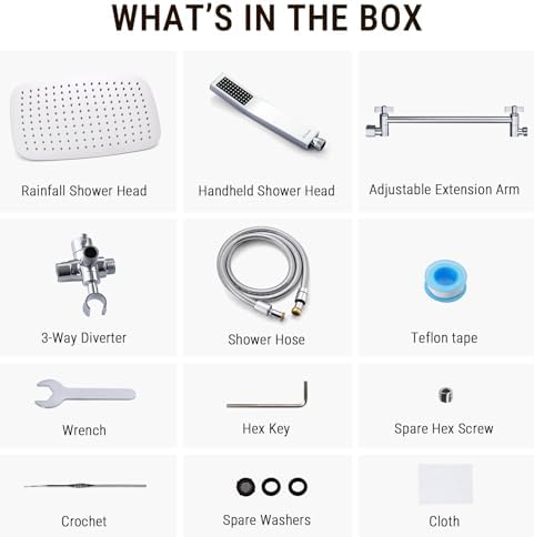 G-Promise All Metal 14 Inch Dual Shower Head with Handheld Combo, Rain Shower Head, Adjustable Extension Arm, Smooth 3-Way Diverter, 71 Inch Extra Long Hose - A Bathroom Upgrade (Chrome) - Image 6