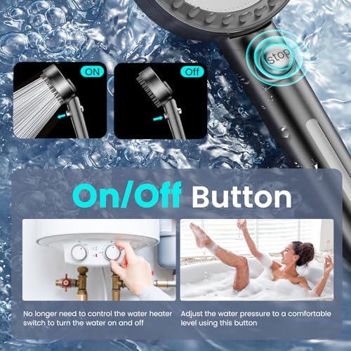 Filtered Shower Head with Handheld, High Pressure 4 Spray Mode Showerhead with Filters, Water Softener Filter Beads for Hard Water with ON/OFF Switch for Pets Bath-Remove Chlorine (Deep Gray) - Image 6