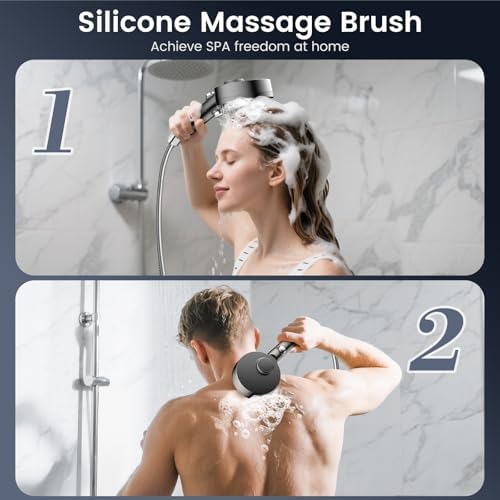Filtered Shower Head with Handheld, High Pressure 4 Spray Mode Showerhead with Filters, Water Softener Filter Beads for Hard Water with ON/OFF Switch for Pets Bath-Remove Chlorine (Deep Gray) - Image 7