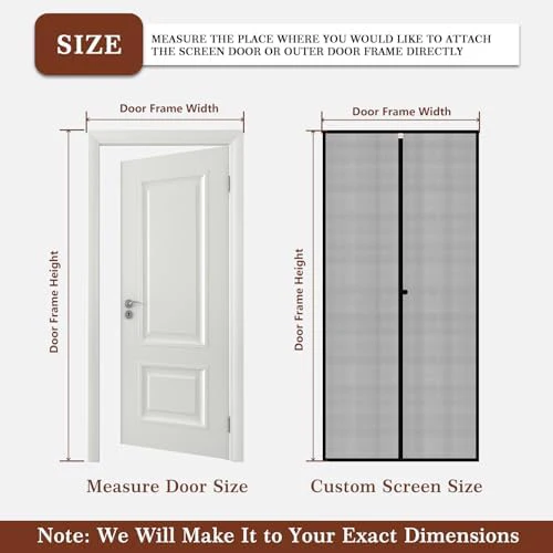 Yotache Custom Magnetic Screen Door, Upgraded Polyester Mesh Double Door Screen Curtain for Balcony, French, Sliding Glass Door - Image 3
