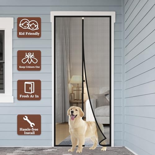 Yotache Custom Magnetic Screen Door, Upgraded Polyester Mesh Double Door Screen Curtain for Balcony, French, Sliding Glass Door - Image 5