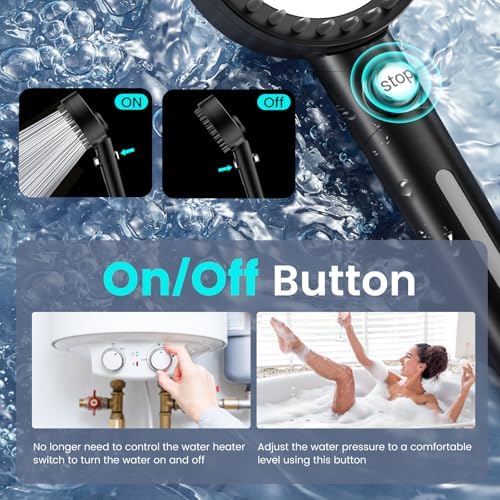 Filtered Shower Head with Handheld, High Pressure 4 Spray Mode Showerhead with Filters, Water Softener Filter Beads for Hard Water with ON/OFF Switch for Pets Bath-Remove Chlorine (Matte Black) - Image 6