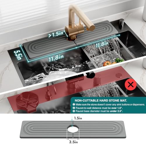 Kitchen Faucet Absorbent Mat - Large Diatomaceous Earth Splash Guard for Sink Faucet, Aesthetic Water Absorbing Stone Tray in The Modern Home [Grey, 23.6" x 5.5"] - Image 4