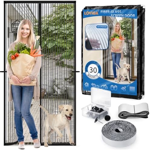 Heavy Duty Door Screen Magnetic Closure, LOVIGA Thickened Fiberglass Screen Door Mesh, Self Sealing, Tear Resistant, Easy Assemble, Fine Mesh Keep Bugs Out Fit Door Size 36 Inch X 96 Inch - Image 2