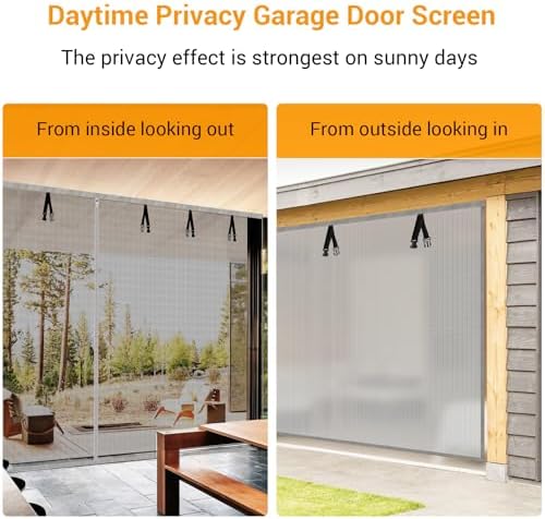2025 Privacy Garage Door Screen for 2 Car 16x7FT, Heavy Duty Magnetic Closure Garage Screen Door, Durable Nylon Screen Door Mesh, Garage Net Screen for Garage, Silver Grey - Image 3