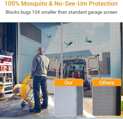 2025 Privacy Garage Door Screen for 2 Car 16x7FT, Heavy Duty Magnetic Closure Garage Screen Door, Durable Nylon Screen Door Mesh, Garage Net Screen for Garage, Silver Grey - Image 5