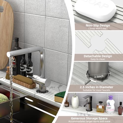 Faucet Mat for Kitchen Sink - Super Absorbent Diatomite Fast Drying Stone, Quick Drying Splash Guard,Prevents Moisture Buildup Sink, Durable Protector for Kitchen,Bathroom Counter - Image 4