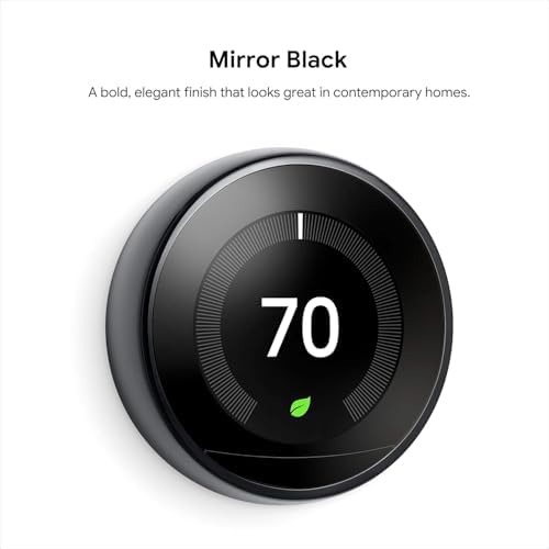 Google Nest Learning Thermostat - 3rd Gen - Programmable Smart Thermostat for Home - Compatible with Alexa (Mirror Black) - Image 2