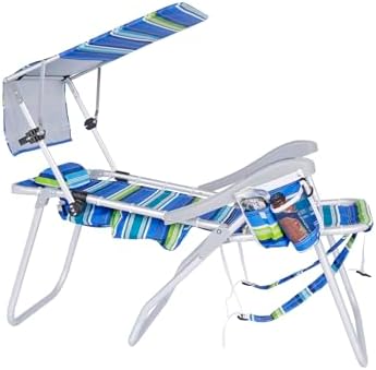 Ultimate Heavy Duty High Seat Aluminum Folding Backpack Beach Chair for Adults | Lay Flat, 5 Reclining Positions | Removable Insulated Cooler Pouch & Canopy for UV Protection - Image 8